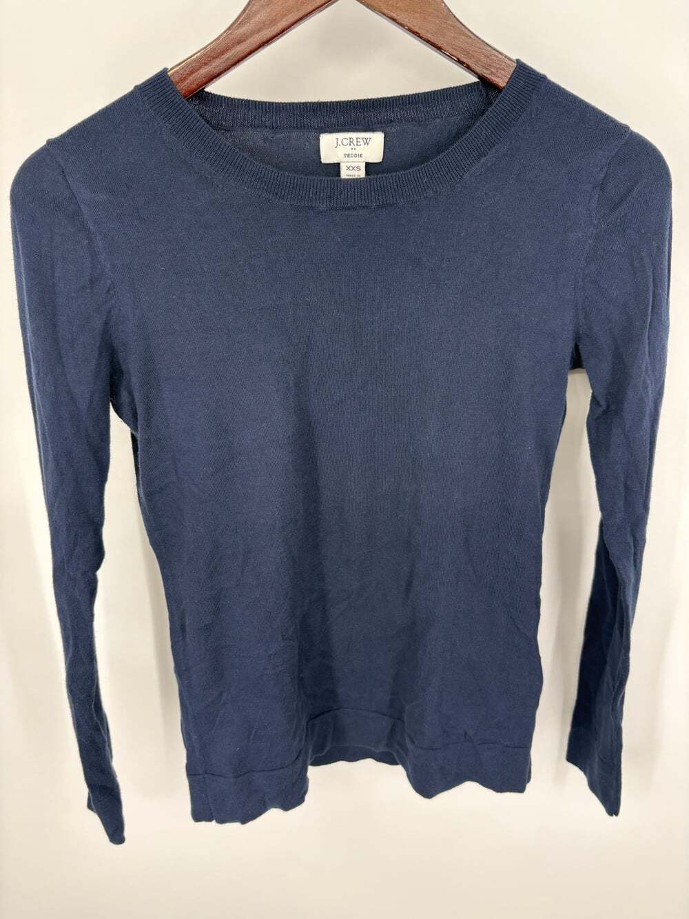 XS J Crew Classic Navy Pullover Sweater Capsule 100% Cotton Preppy